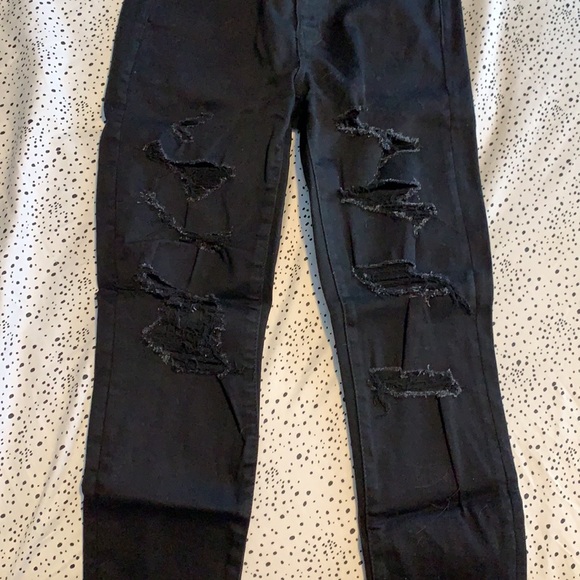 American Eagle Outfitters Black Distressed Hi-Rise Jeggings - Picture 8 of 10